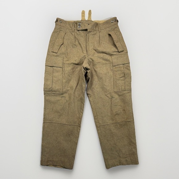 VTG 60s German Wool Trousers 34x28 Cargo Military Pants Heavy Green
